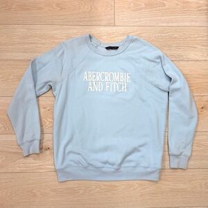 Abercrombie & Fitch Men's Light Blue Logo Crewneck Sweater